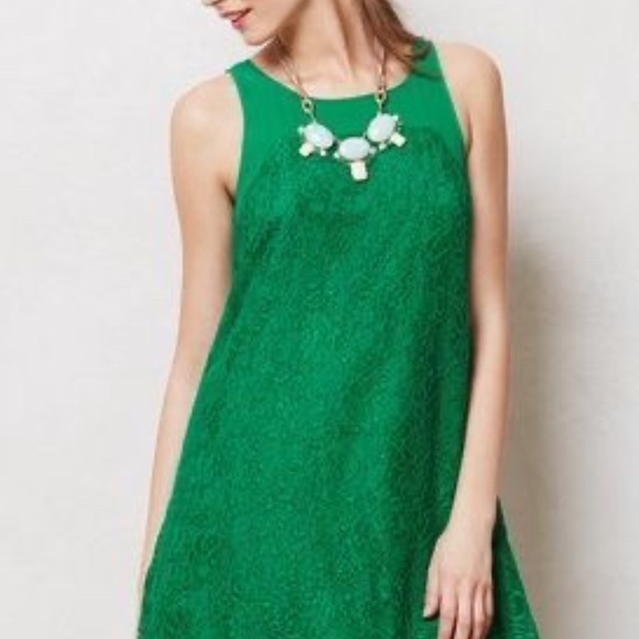 Anthropologie | Dresses | Anthropologie Green Lace Swing Dress | Poshmark